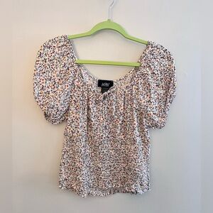 PRINCESS POLLY Floral Print Cropped Puff Sleeve Top